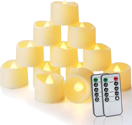 Homemory 24pcs Remote Timer LED Tea Lights Candles, 400+Hours Flickering Flameless Battery Operated Votive Candles for Tabletop Lighting, Centerpieces Decor, Holiday Decor