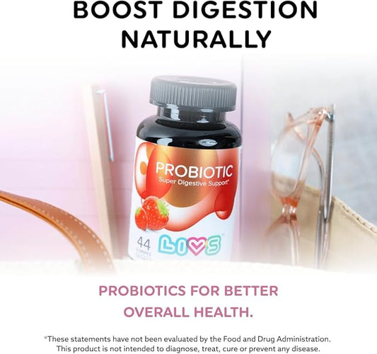 Probiotic Gummies for Women and Men – 5 Billion CFUs Bacillus Coagulans for Digestive Gut Health, Mood Support & Immune Boost | All Natural, Plant-Based, Vegan, Strawberry Flavor - 88 Count