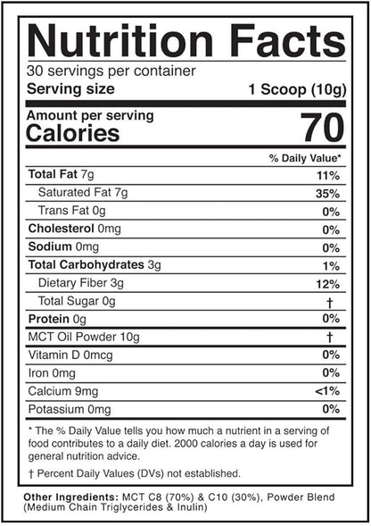 Dr. Colbert's Keto Zone MCT Oil Powder | Unflavored | 70% C8 | 30% C10 | 0 Net Carbs | Gluten Free | 30 Day Supply | 300g |