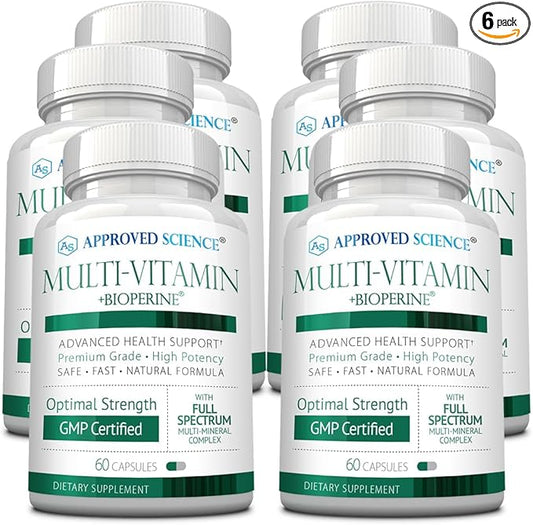 Approved Science Multi-Vitamin - with Full-Spectrum B-Vitamins, Green Tea, Lutein, Lycopene, Zeaxanthin, BioPerine - 360 Capsules - 6 Month Supply