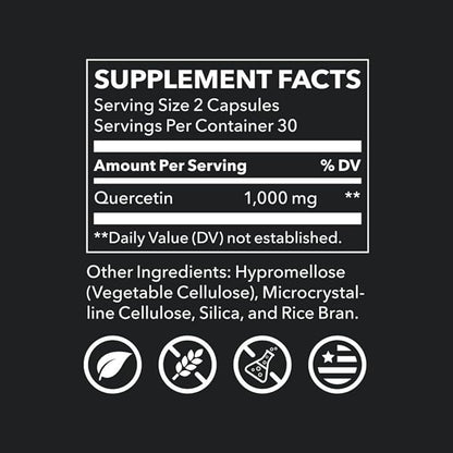 LifeSeasons Essentials Quercetin Flavonoid - Supports Antioxidant Activity & Immune Function - Boosts Allergy Defense & Sinus Health - Assists Natural Regulation Histamine - 1000mg - 60 Capsules
