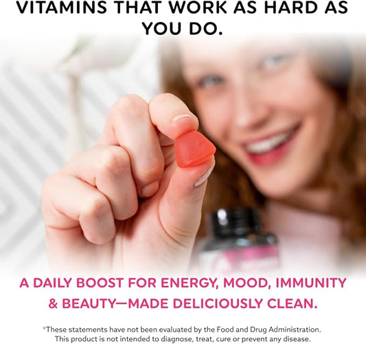 Women's Multivitamins Gummy Vitamin - Multivitamin for Women, Gummy Vitamins, All-Natural, Gluten-Free, Non-GMO, Womens Vitamins Gummies - Strawberry, Cherry, & Raspberry Flavored, 50 Count