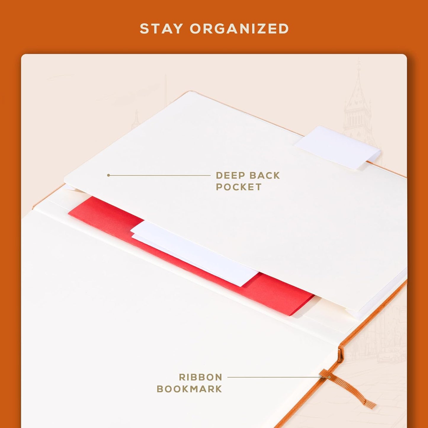 Beechmore Books A4 Sketchbook – 8.5x11 Premium Vegan Leather Bound Large Sketch Book Hardcover with 156 Thick 160gsm Perforated Ivory Pages, Blank Sketch Pad, Gift Boxed, Back Pocket, Ribbon Bookmark