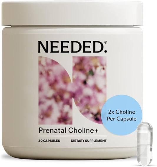 Needed. Prenatal Choline+ Liquid Capsules for Cognitive Development - Choline Supplements For Pregnancy - Aids Baby Brain Development & Supports Healthy Pregnancy - Third Party Tested - 30 Liquid Caps