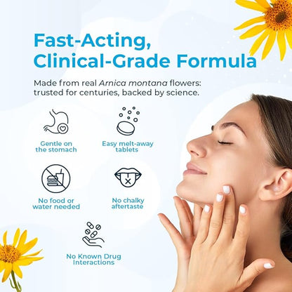 VitaMedica Arnica Montana 200C Rapid Dissolve Tablets for Natural Pain, Bruising, and Swelling Support - High Potency Homeopathic Medicine for Injury and Surgery Recovery - 150 Ct - 50 Servings
