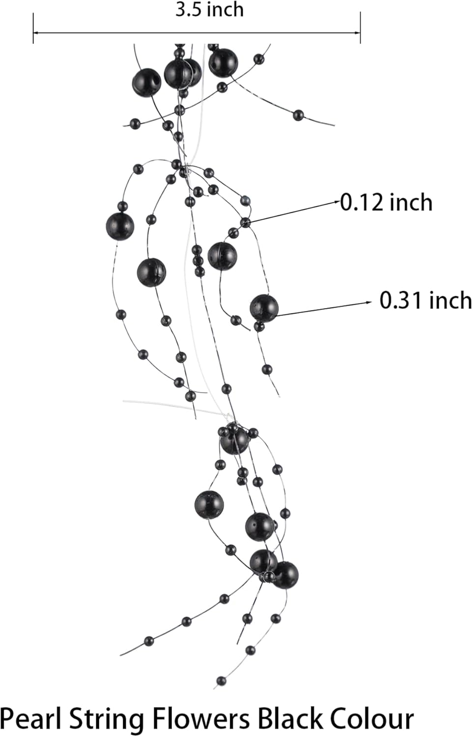13Feet Pearl String Spool Roll for Floating Candles Faux Pearls Strands Garland for Vase Filler Wedding Centerpiece Christmas Table Decor (Black)