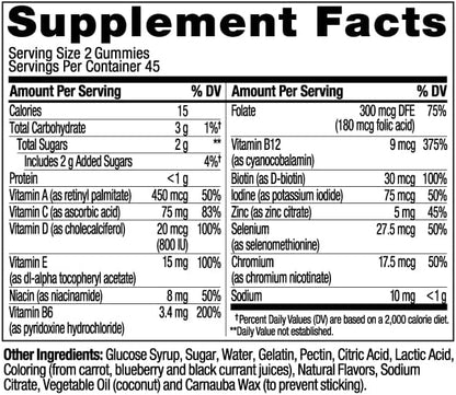 OLLY Men's Multivitamin Gummy, Vitamins A, C, D, E, B, Zinc, Blackberry Flavor, 45 Day Supply - 90 Count