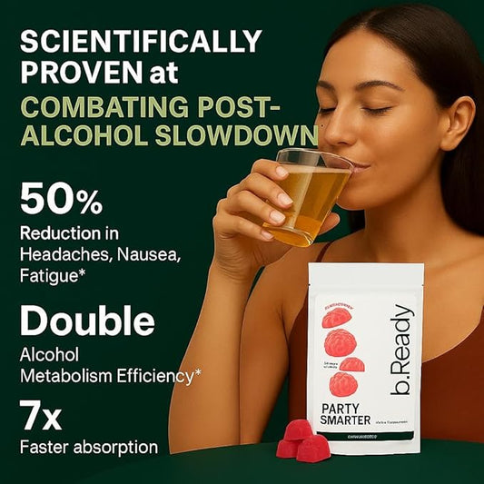 Morning Recovery Gummies for Post-Celebration, Travel & Jet lag Wellness with Vitamin B, Milk Thistle & Prickly Pear | Party Smarter with Strawberry Flavor Vegan Gummies (2 Servings)