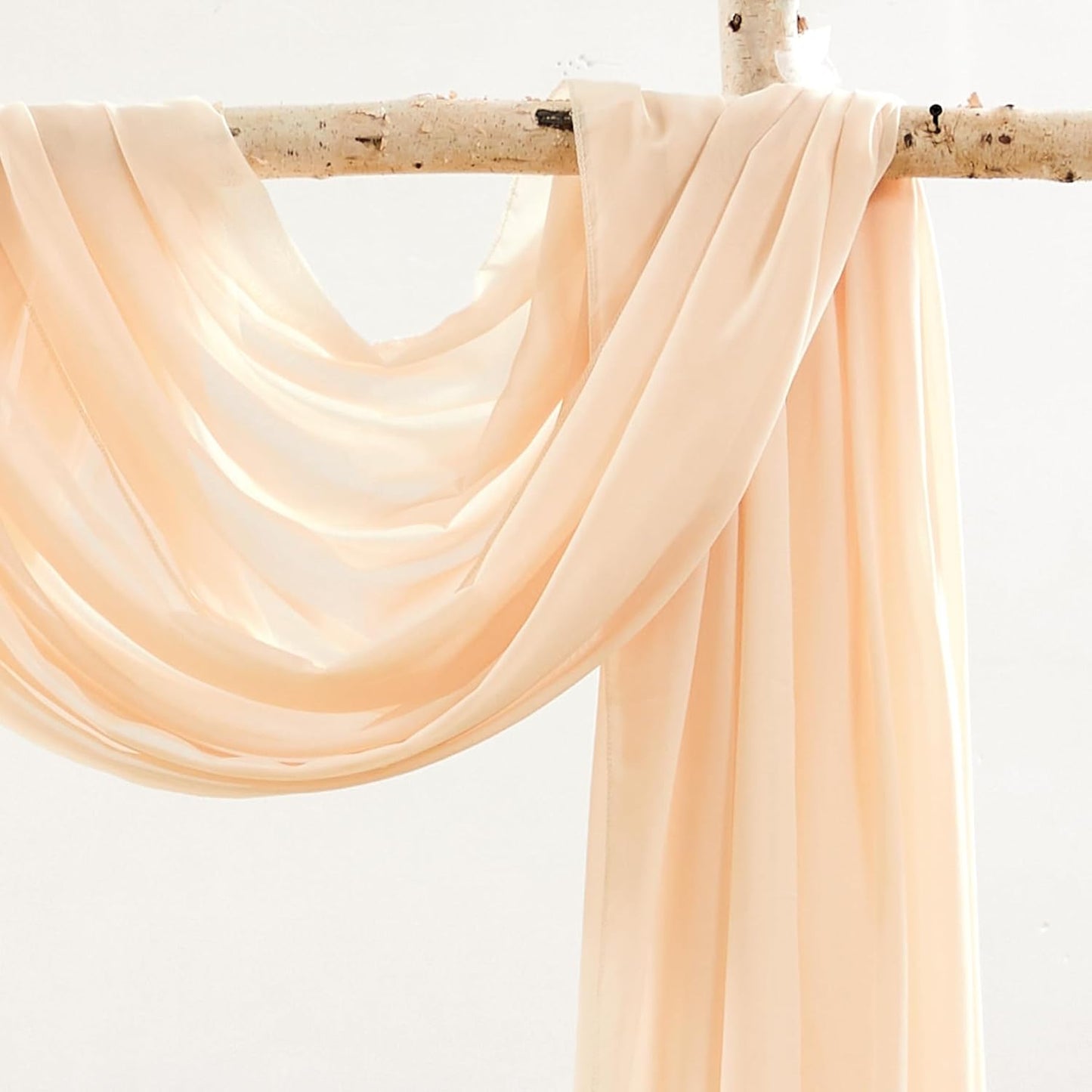 Wedding Arch Draping Fabric,2 Panels 18FT Champagne Arch Drapes Chiffon Fabric Drapery Decorations for Ceremony Reception Party Ceiling Backdrop