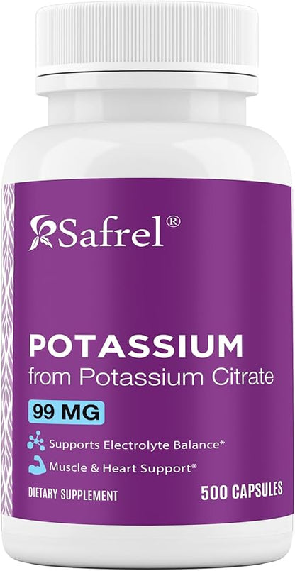Safrel Potassium Citrate 99mg Capsules, 500 Servings