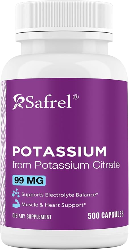 Safrel Potassium Citrate 99mg Capsules, 500 Servings