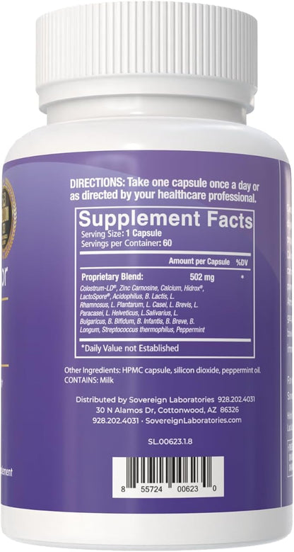 Stomach Armor - Shelf Stable Pre and Probiotic - Liposomal Colostrum-LD Enhanced. Beneficial Stains Colonize and Promote Gut Health, Designed for Adult Women and Men