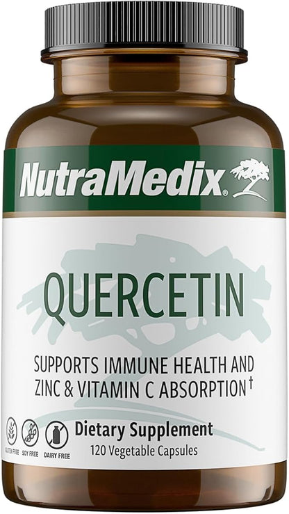 NutraMedix Quercetin - Quercetin 500mg Capsules - Antioxidant & Immune Support Supplement for Heart Health - Aids in Zinc & Vitamin C Absorption (120 Vegetarian Capsules)