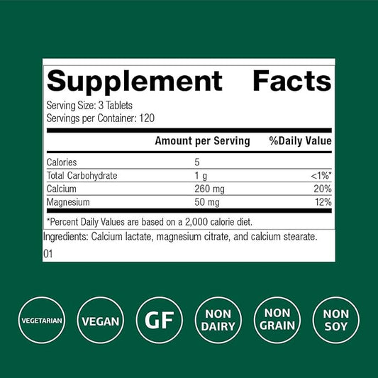 Standard Process Inc. Calcium Lactate - Immune Support and Bone Strength - Bone Health and Muscle Supplement with Magnesium and Calcium - 360 Tablets