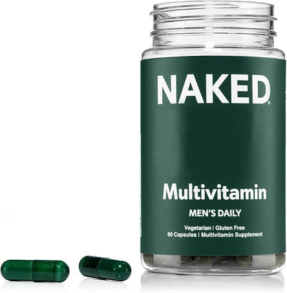 NAKED Men’s Multi – Daily Multivitamin for Men – A, C, E, Selenium, Zinc, Fruit and Super Green Extracts and More to Boost Immune Support – Gluten-Free and Vegetarian Daily Vitamins – 60 Capsules