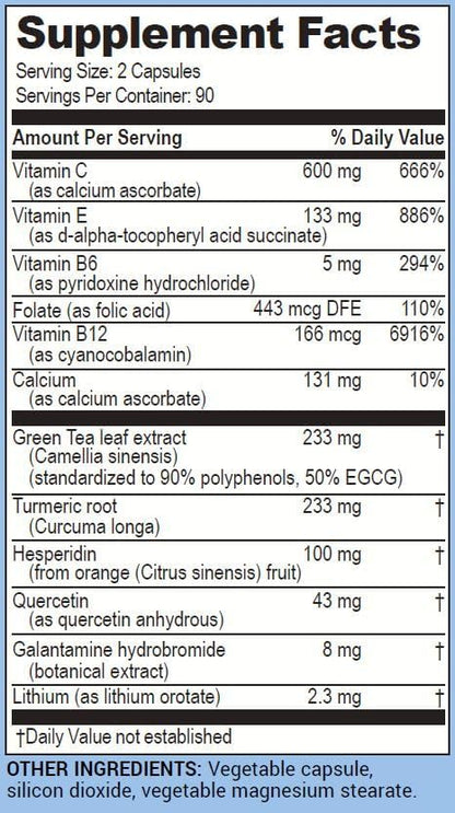 Life Enhancement Galantamind Brain Supplement for Memory and Focus - Vitamin B5 & Galantamine Supplement - Mental Clarity & Cognitive Enhancement (4mg - 180 Capsules, Galantamind Plus)
