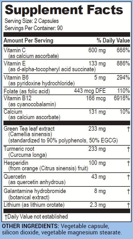 Life Enhancement Galantamind Brain Supplement for Memory and Focus - Vitamin B5 & Galantamine Supplement - Mental Clarity & Cognitive Enhancement (4mg - 180 Capsules, Galantamind Plus)