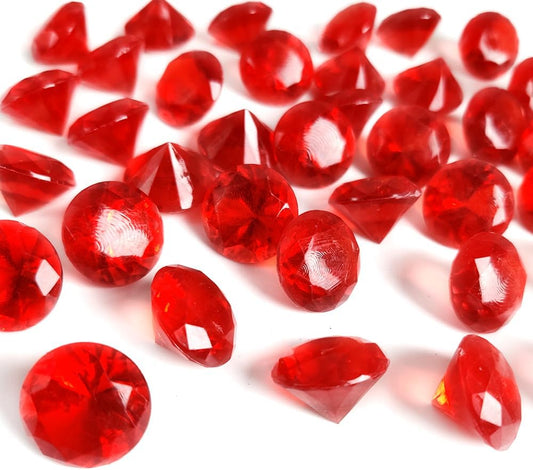 250 PCS Red Acrylic Diamonds Pirate Gems 20 mm,Table Scatter,Wedding Centerpieces,Party Confetti,Fall Decoration,Home Accents Vase Fillers,Arts Crafts,Treasure Chest Hunt Gemstones