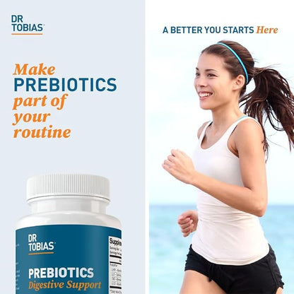Dr. Tobias Prebiotics Digestive Support, Advanced Prebiotic Supplement for Gut Health, Immune Function & Boost for Probiotics for Women & Men, Vegan, Non-GMO, 90 Capsules, 90 Servings