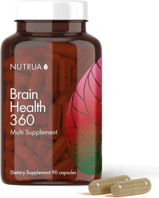 Nutrua© Brain Health 360™ | Doctor-Developed Brain Supplement | Boost Memory, Focus & Mood | Cognitive Support | USA-Made | Enhance Mental Clarity, Drive & Productivity | Brain Supplement Enhancement