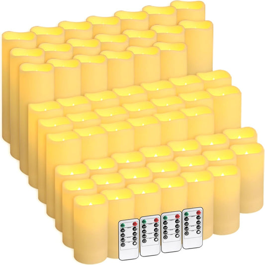 60-Pack LED Flameless Candles with Remote Control - Perfect for Parties, and Special Occasions (Three Sizes)