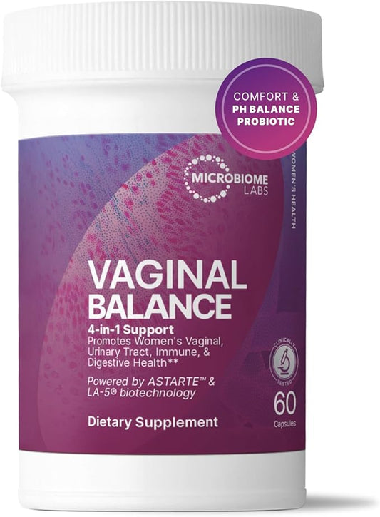 Microbiome Labs Vaginal Balance - Vaginal Probiotics for Women - Comprehensive Feminine Care for a Healthy Microbiome - Encourage pH Balance, Reduce Discomfort & Support Gut Health (60 Capsules)