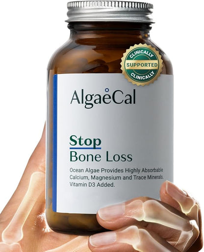 ALGAECAL- Plant Based Calcium Supplement with Vitamin D3 (1000 IU) for Bone Strength, Contains 13 Minerals Supporting Bone Health, Organic Calcium (750 mg) for Women & Men, 90 Veggie Caps, Made in USA