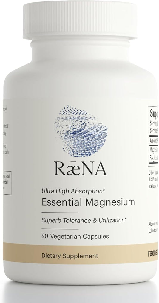 Raena Magnesium – Magnesium Supplement for Energy, Muscle Function, Bone Health & Overall Wellness - 90 Capsules, 30-Day Supply