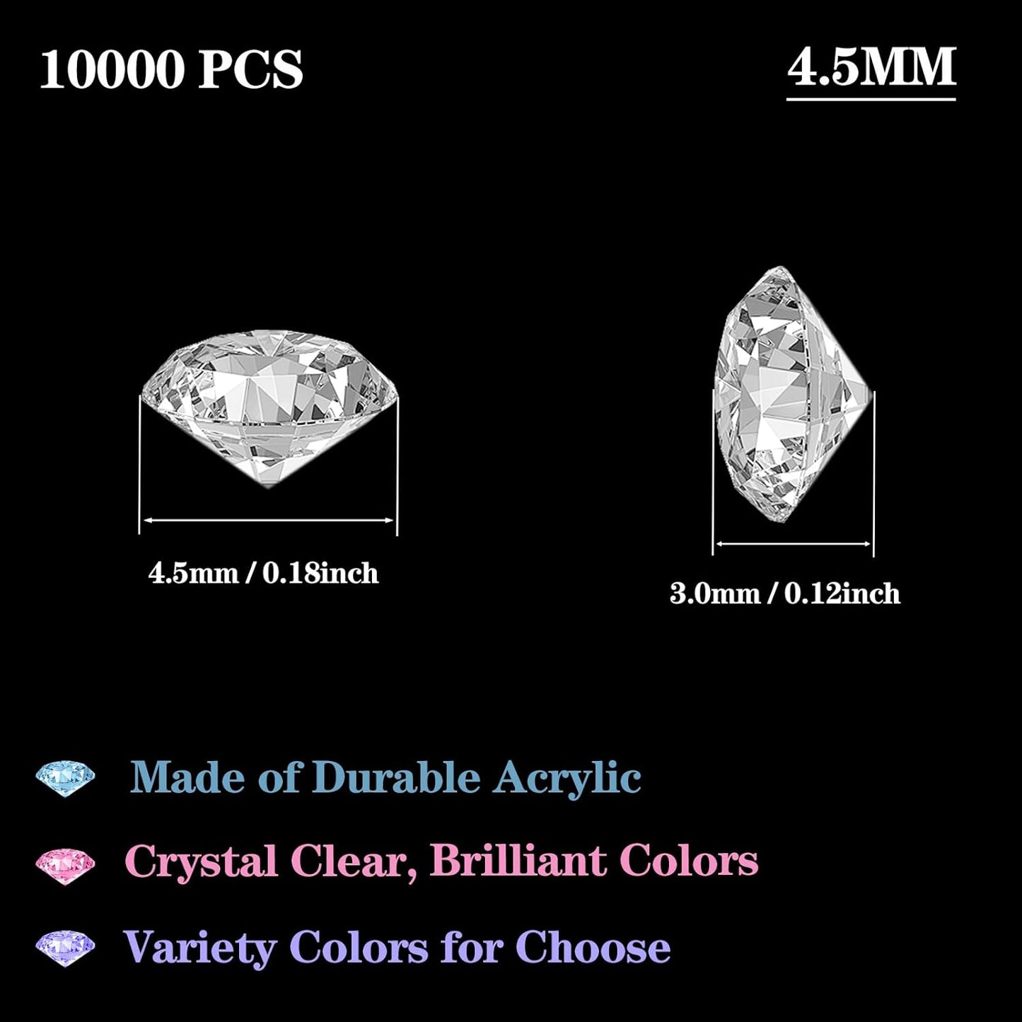 10000Pcs Crystal Acrylic Diamond Fake Gems Vase Filler, 4.5mm Faux Diamonds for Table Scatter Wedding Party, Bridal Shower, Birthday Decoration, Light Pink