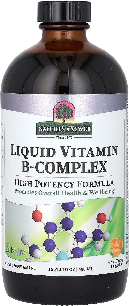 Nature's Answer Liquid Vitamin B-Complex Supports Healthy Energy Levels | Promotes Healthy Nerve Function | All-Natural Tangerine Flavor | Gluten-Free & Benzoate-Free 16oz