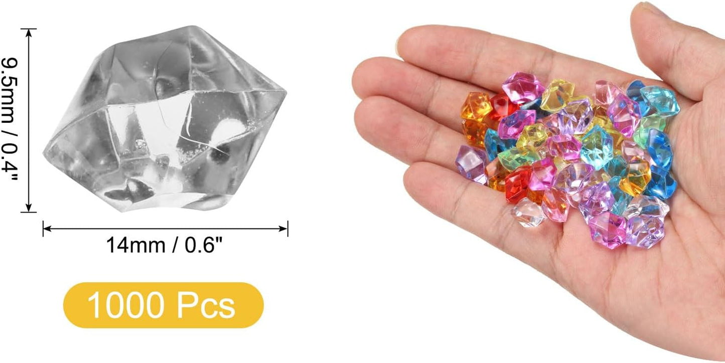 uxcell 1000pcs Fake Ice Rocks, Dazzling Clear Resin Crushed Ice Sparkling Fake Diamonds Gem Stones for Vases Fillers Table Scatter, Theme Party Favors, Clear