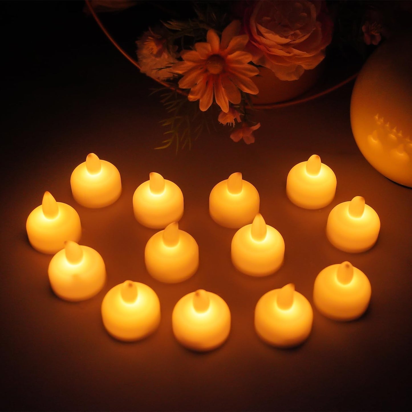48pcs Warm White Flameless Waterproof LED Floating Tealights Candles for Aquatic Ambiance - Wedding, Party, Spa