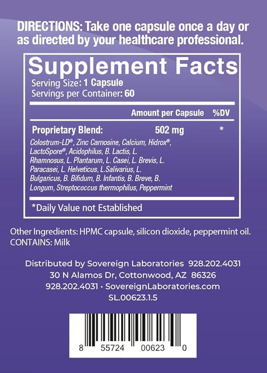 Stomach Armor - Shelf Stable Pre and Probiotic - Liposomal Colostrum-LD Enhanced. Beneficial Stains Colonize and Promote Gut Health, Designed for Adult Women and Men