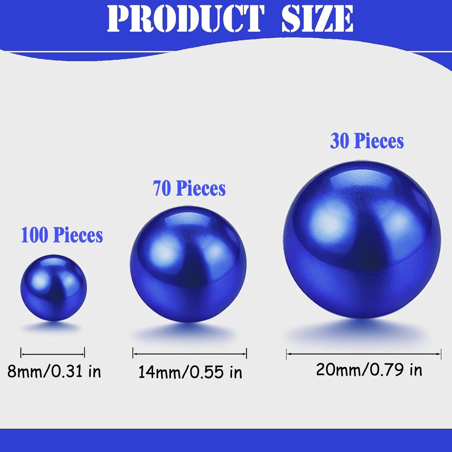 200 Pcs Vase Filler Beads Blue Pearl Beads for Vase No Hole Pearls for Centerpieces Vases Home Table Party Decor Wedding DIY 8/14/20mm