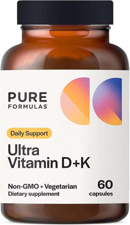 Vitamin D3 K2 Vitamin 5000 IU - VIT D3 K2 Supplement for Calcium Absorption, Bone Strength, Cardiovascular & Immune Function Support, Soy-Free, Non-GMO 60 Vegetarian Capsules