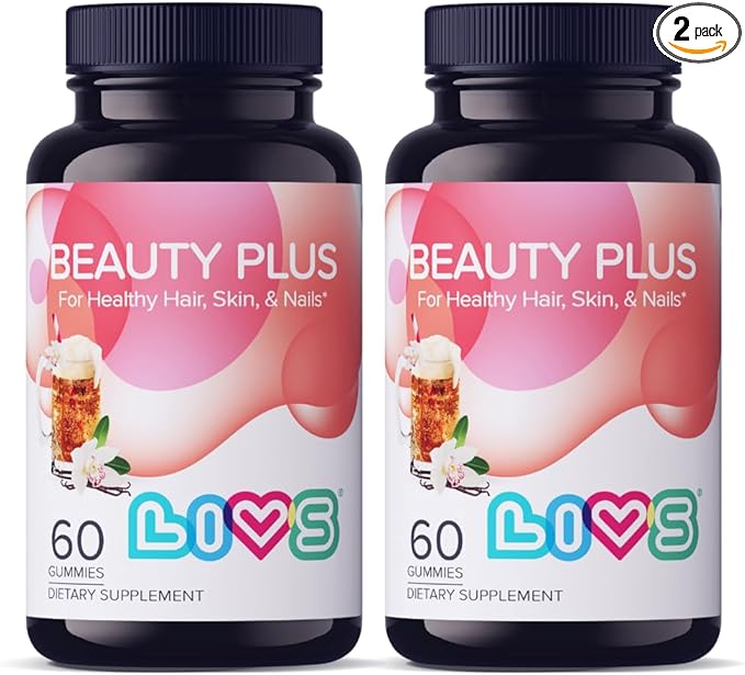 Beauty Plus Gummy Vitamins - Biotin Gummies for Hair, Skin and Nails | Natural, Gluten-Free, Non-GMO Beauty Supplement with Vitamins A, C, E, B12, D3, Zinc & More - Cream Soda Flavor - 120 Ct