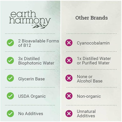 Organic Vegan Vitamin B12 Sublingual Liquid Supplement - 2500mcg Methylcobalamin Drops for Natural Energy, Metabolism Health and Immune System Support - 1 Fl Oz