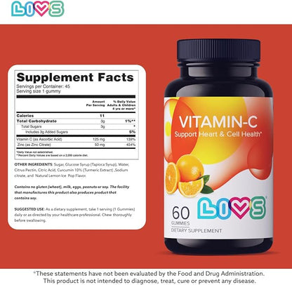 Vitamin C 250mg Gummies for Kids & Adults | antioxidants & Immune Support Supplement | Hair, Skin and Nails Vitamins for Women & Men | Vegen & Free from GMO & Gluten - 250mg VIT C/Dose - 120 ct