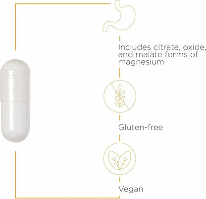 Integrative Therapeutics Tri-Magnesium - Supports Cellular Energy & Energy Metabolism* - Magnesium Supplement for Heart & Nerve Health Support* - Dairy-Free & Gluten-Free - 90 Capsules (90 Servings)