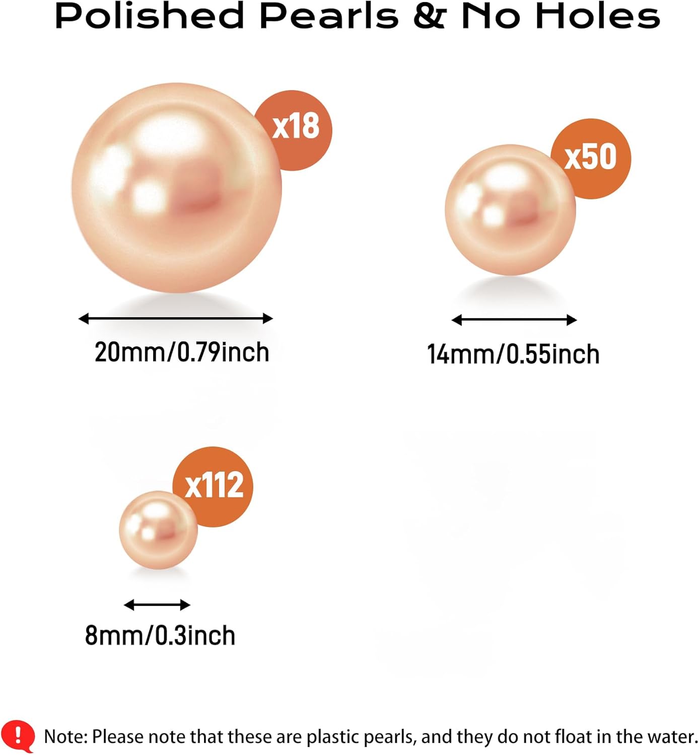 180PCS Champagne Beads for Centerpieces Vases, No Hole Polished Pearl Makeup Beads Mixed 8/14/20mm Sizes, Pearl Vase Fillers Table Scatters for Party Wedding Decor