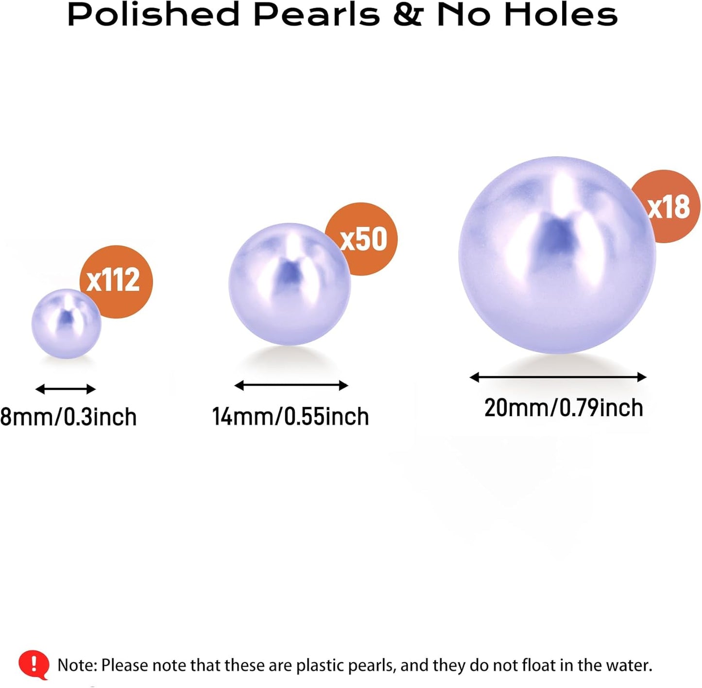 180 PCS Light Purple Beads for Centerpieces Vases, No Hole Polished Pearl Makeup Beads Mixed 8/14/20mm Sizes, Pearl Vase Fillers Table Scatters for Party Wedding Decor