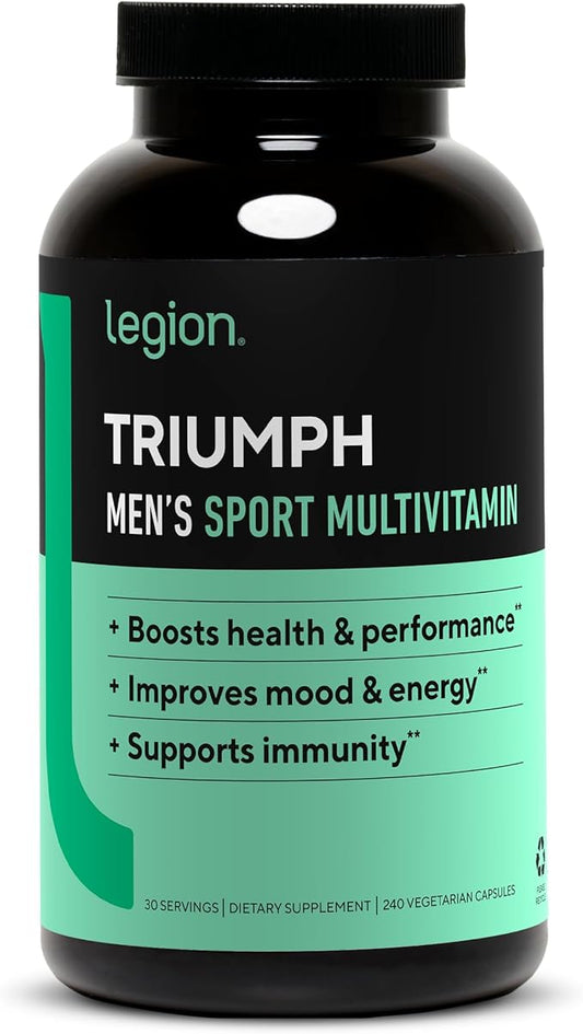 LEGION Triumph Men's Sport Vitamin - Complete Multivitamin for Men - Daily Vitamins for Men to Boost Health and Performance - Men's Multivitamin with 21 Vitamins & Minerals - 30 Servings