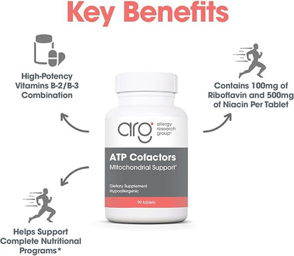 Optimox ATP Cofactors Supplement - Vitamin B Complex for Men & Women, Vitamin B2, Vitamin B3, 100mg Riboflavin, 500mg Niacin, High Potency Tablets - 90 Count