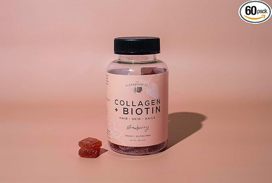 The Elderberry Co. Collagen + Biotin Gummies + Aronia Berries Natural Hair and Nails Supplement