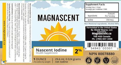 Nascent Iodine Organic Daily Health Supplement High Potency 2% Concentrated Liquid Iodine Drops Supports Energy & Metabolism (1oz/30ml)