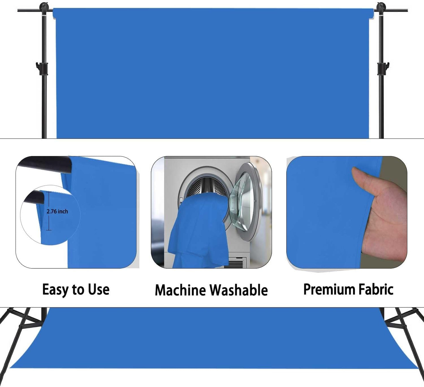 Royal Blue Backdrop, Photo Booth Portrait Photography Backdrops, Studio Blue Screen Backdrop for Photoshoot Streaming Video Shooting, Photo Backdrop 10x20ft