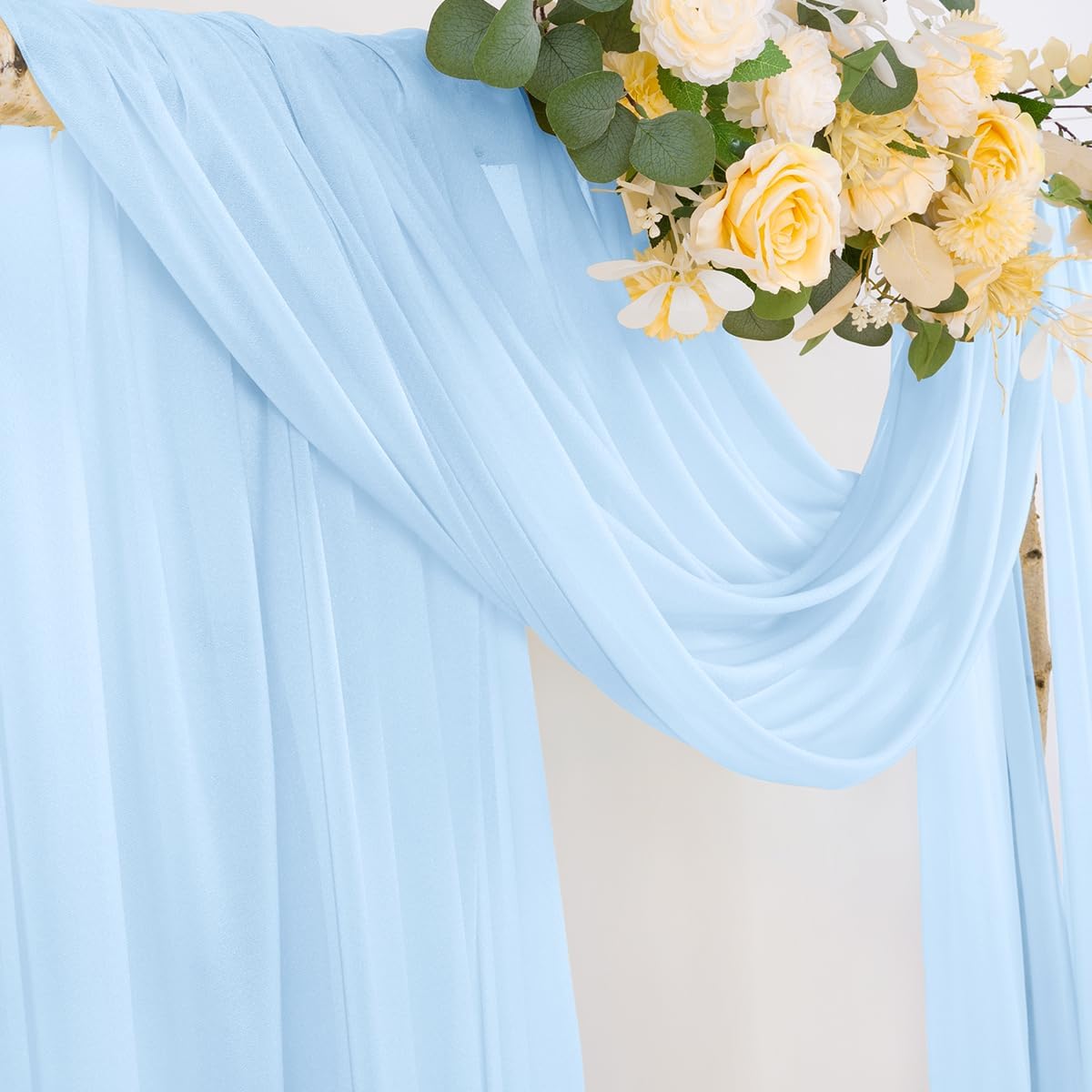 Socomi Blue Sheer Wedding Arch Draping Fabric 29" x 20Ft 2 Panels Outdoor Curtain Drapes Extra Long for Bridal Baby Shower Ceremony Birthday Party Decor