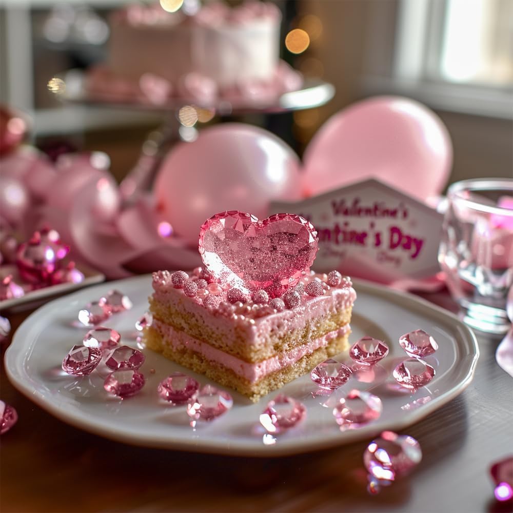 HappyFiller 250 PCS Pink Acrylic Crystals Gems 20 mm Fake Diamonds Party Favors Confetti Wedding Reception Decorations Table Scatter Poppers,Arts Crafts,Vase Fillers,Diving Pool Treasure Jewels