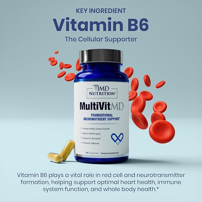 1MD Nutrition MultiVitMD Daily Multivitamin – 19 Essential Vitamins & Minerals for Adults Over 55 | Supports Healthy Aging, Heart, Brain, Bone, & Immune Health | Designed for Absorption | 30 Capsules