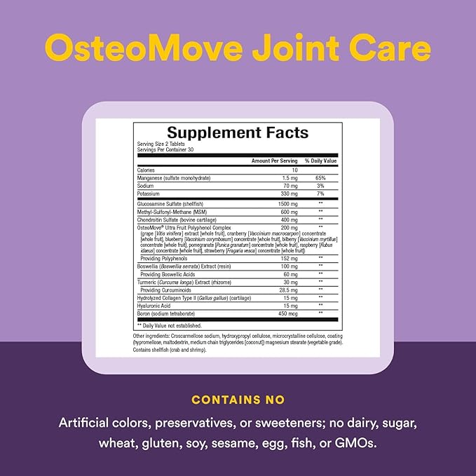 Natural Factors, OsteoMove Joint Care, Extra Strength Support for Joint and Bone Health, Non-GMO, 60 tablets (30 servings)